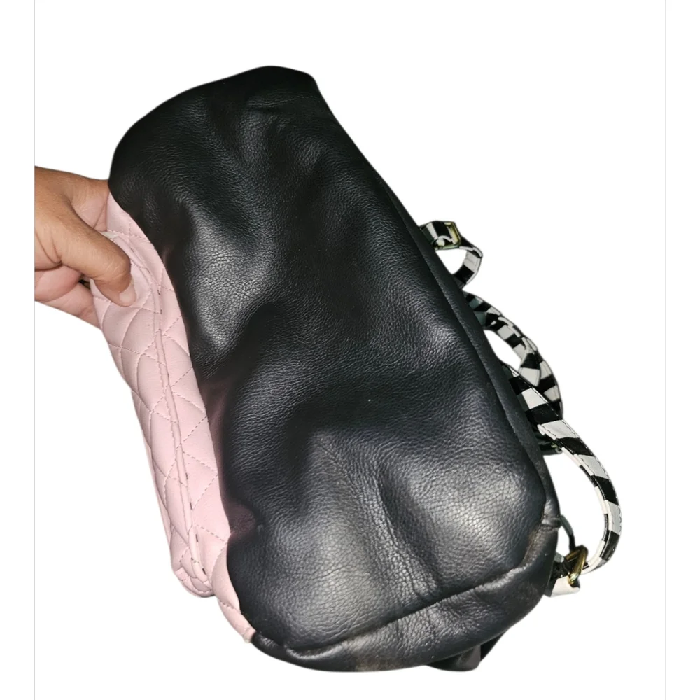 💰Luv Betsey Chic Black and Pink Quilted Backpack